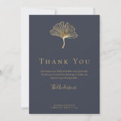Blue Gold Foil Elegant Floral Photo Wedding Bedankkaart (Achterkant)