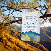 Blue Gold Foil Mountain Vrijgezellenfeest Welkomst Spandoek