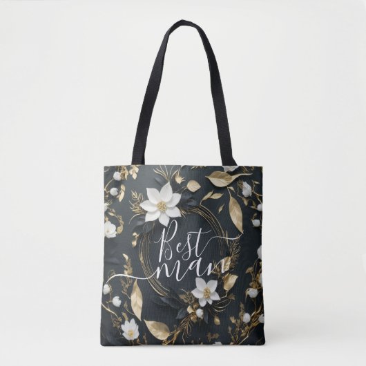 Blue Gold Foil Mountain Wedding Best Man Groomsman Tote Bag (Voorkant)