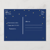 Blue & Gold Foil Stippen Save The Date Briefkaart (Achterkant)