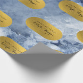 Blue Gold Foil Zee Crystals Signature Script Cadeaupapier (Hoek)