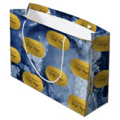 Blue Gold Foil Zee Crystals Signature Script Groot Cadeauzakje (Achterkant Gekanteld)