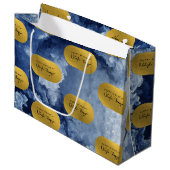 Blue Gold Foil Zee Crystals Signature Script Groot Cadeauzakje (Voorkant Gekanteld)