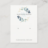 BLUE GOLD FOLIAGE MONOGRAM EARRING DISPLAY LOGO VISITEKAARTJE (Voorkant)