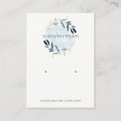 BLUE GOLD FOLIAGE MONOGRAM EARRING DISPLAY LOGO VISITEKAARTJE (Voorkant)