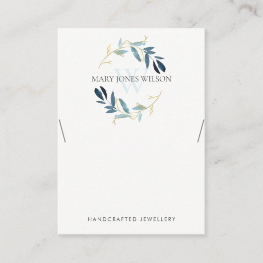 BLUE GOLD FOLIAGE MONOGRAM KETTING DISPLAY LOGO VISITEKAARTJE (Voorkant)