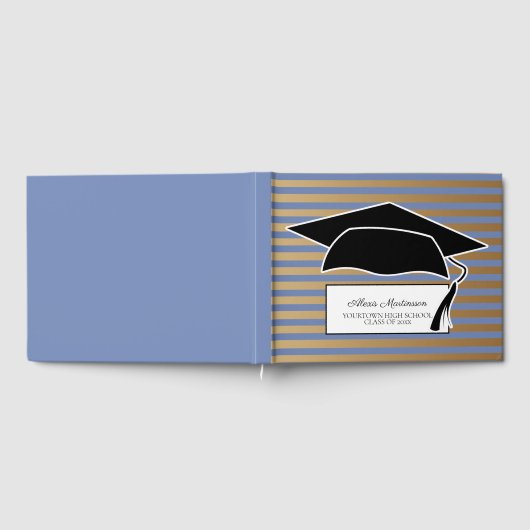 Blue Gold Front Striped Gradup Cap Gastenboek (Volledig)