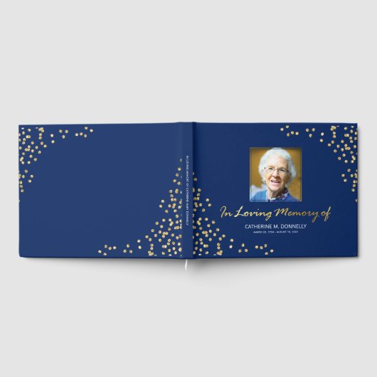 Blue Gold Funeral Condolence | Foto Memorial Gastenboek (Volledig)