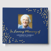 Blue Gold Funeral Condolence | Foto Memorial Gastenboek (Voorkant)