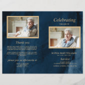 Blue & Gold Funeral Program | Dienstenvolgorde (Voorkant)