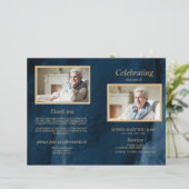 Blue & Gold Funeral Program | Dienstenvolgorde (Staand voorkant)