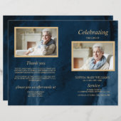 Blue & Gold Funeral Program | Dienstenvolgorde (Voorkant / Achterkant)