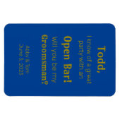 Blue Gold Funny Groomsman-voorstel Kaart Magneet (Horizontaal)