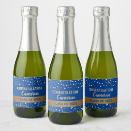 Blue Gold Gefeliciteerd Afstuderen Naam Jaar Sparkling Wijnetiket
