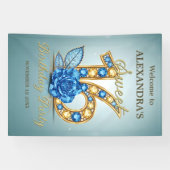 Blue Gold Gemstones Crystal Rose Sweet 16 Welcome Spandoek (Horizontaal)
