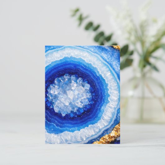 Blue Gold Geode Resin Pattern Briefkaart (Staand voorkant)