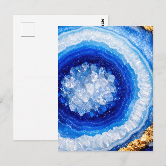 Blue Gold Geode Resin Pattern Briefkaart (Voorkant / Achterkant)