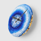 Blue Gold Geode Resin Pattern Ronde Klok (Hoek)