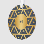 Blue Gold Geometric patroon, aangepast Ornament (voorkant)