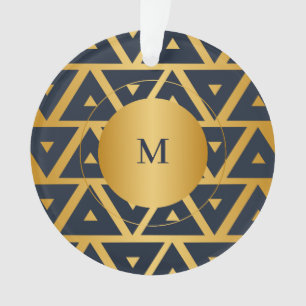 Blue Gold Geometric patroon, aangepast Ornament