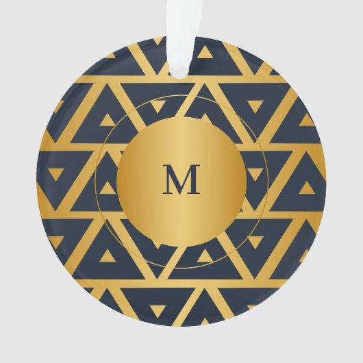 Blue Gold Geometric patroon, aangepast Ornament (voorkant)