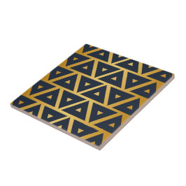 Blue Gold Geometric patroon Tegeltje