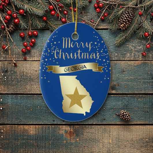 Blue Gold Georgia Star Keramisch Ornament