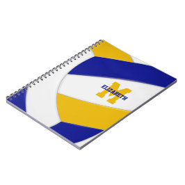 blue gold gepersonaliseerde meisjes volleyball notitieboek
