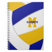 blue gold gepersonaliseerde meisjes volleyball notitieboek (Voorkant)