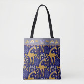 Blue Gold Giraffe Boho Pattern Tote Bag (Voorkant)