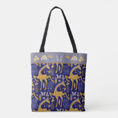Blue Gold Giraffe Boho Pattern Tote Bag (Achterkant)