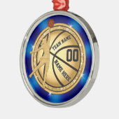 Blue Gold Girls gepersonaliseerd basketbal Ornamen Metalen Ornament (Links)