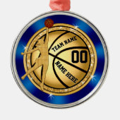 Blue Gold Girls gepersonaliseerd basketbal Ornamen Metalen Ornament (Voorkant)