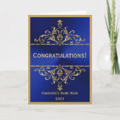 Blue Gold Glam Gefeliciteerd Afstuderen Kaart (Voorkant)