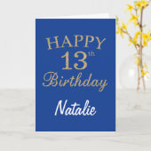 Blue & Gold Glitter 13e Verjaardag Kaart (Gele Bloem)