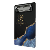 Blue Gold Glitter Agate Geode Monogram Mini Klembord (Angled2)