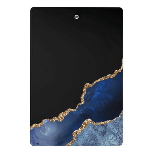 Blue Gold Glitter Agate Geode Monogram Mini Klembord (Achterkant)