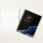 Blue Gold Glitter Agate Geode Monogram Planner (Display)