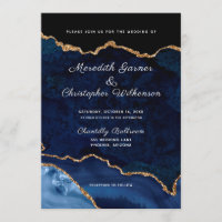 Blue Gold Glitter Agate Geode Wedding