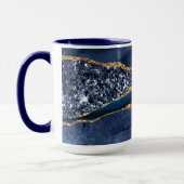 Blue Gold Glitter Agate Marble Elegant Modern Mok (Links)