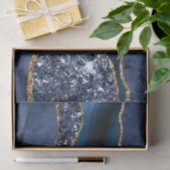 Blue Gold Glitter Agate Marble Trendy Decoupage Tissuepapier (Geschenk)