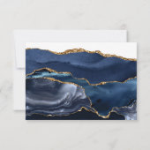 Blue Gold Glitter Agate Stone Wedding RSVP Card (Achterkant)