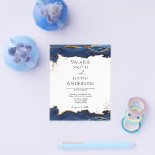 Blue Gold Glitter Agate Wedding Invitation Flyer (Enkel)
