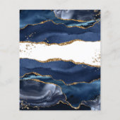 Blue Gold Glitter Agate Wedding Uitnodiging (Achterkant)