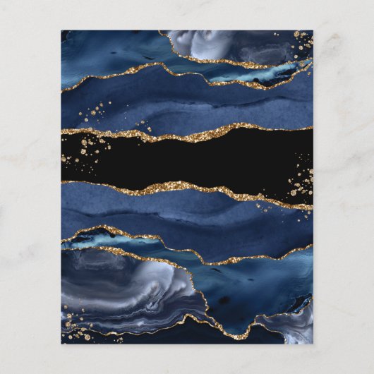 Blue Gold Glitter Agate Wedding Uitnodiging (Achterkant)