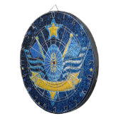 Blue Gold Glitter Amerikaans Football Jersey MVP Dartbord (Voorkant Rechts)