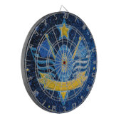 Blue Gold Glitter Amerikaans Football Jersey MVP Dartbord (Voorkant Links)