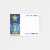 Blue Gold Glitter Amerikaanse Football Coach Vader Post-it® Notes (Voorkant)