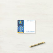Blue Gold Glitter Amerikaanse Football Coach Vader Post-it® Notes (Op bureau)