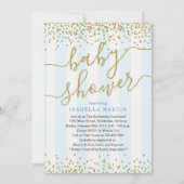 Blue & Gold Glitter Baby shower voor jongens Kaart (Voorkant)